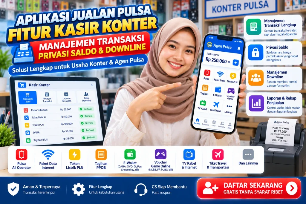 aplikasi jualan pulsa fitur kasir konter