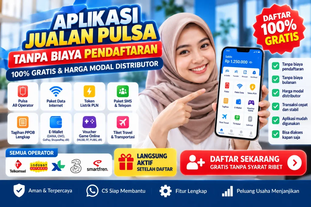 aplikasi jualan pulsa tanpa biaya pendaftaran