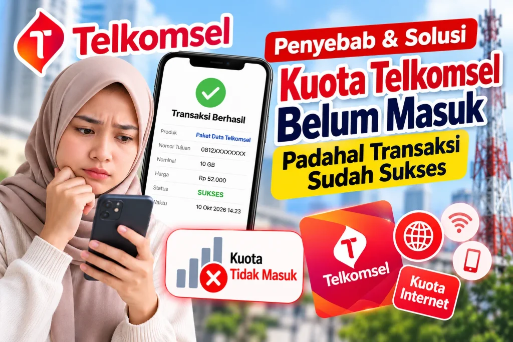 transaksi sukses tapi kuota tidak masuk telkomsel